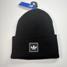 Adidas Originals Unisex Trefoil Logo Patch Tall Beanie Black/White JL1088