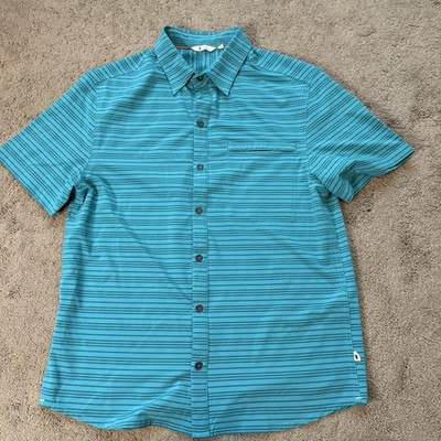 Cotopaxi Cambio Performance Shirt Teal Striped Men s S Outdoor Hiking