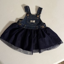 Oshkosh B'Gosh Bib Overall Dress Tulle Skirt Navy Blue 6 month Baby Girl