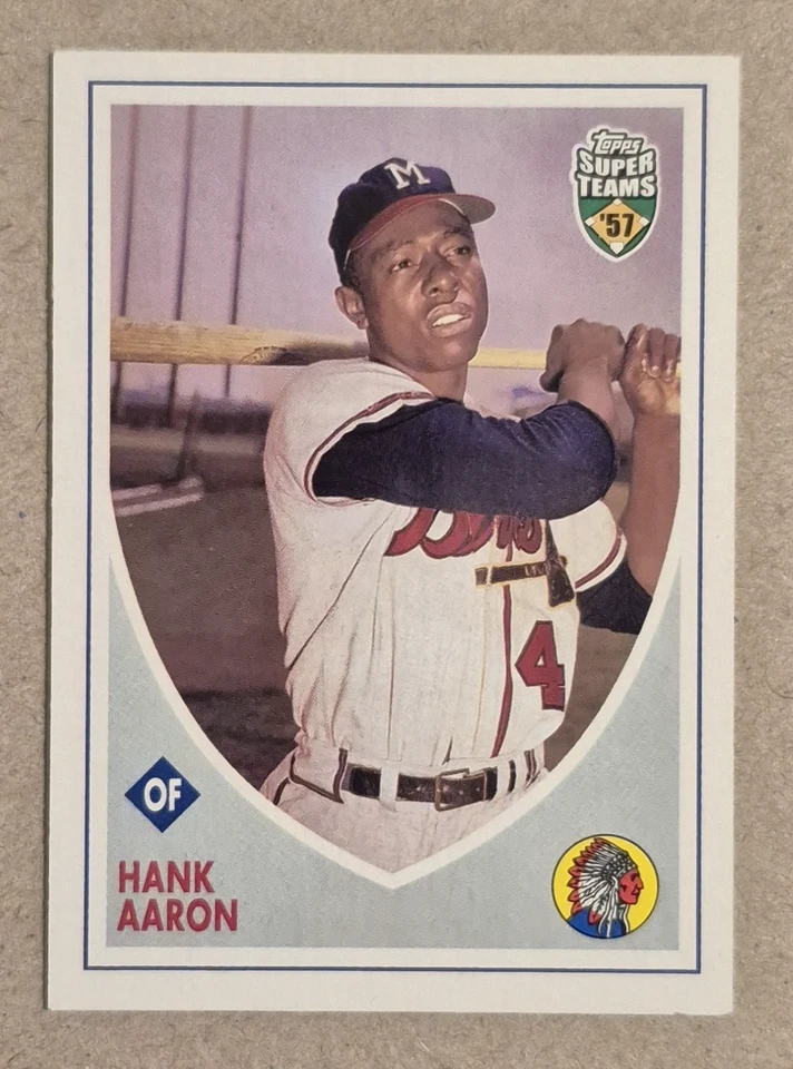 Hank Aaron Milwaukee Braves 2002 Topps Super Teams '57 Baseball Card #35 - Image 3 of 4