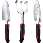 3-Piece Garden Tool Set Gardening Hand Tools Kit in Wine Red