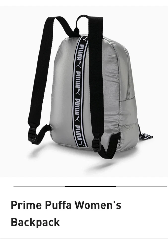 Mochila Puma Prime Puffa plateada con detalles negros imitación cuero precio de venta sugerido por el fabricante 50,00 USD Foto 4 de 4