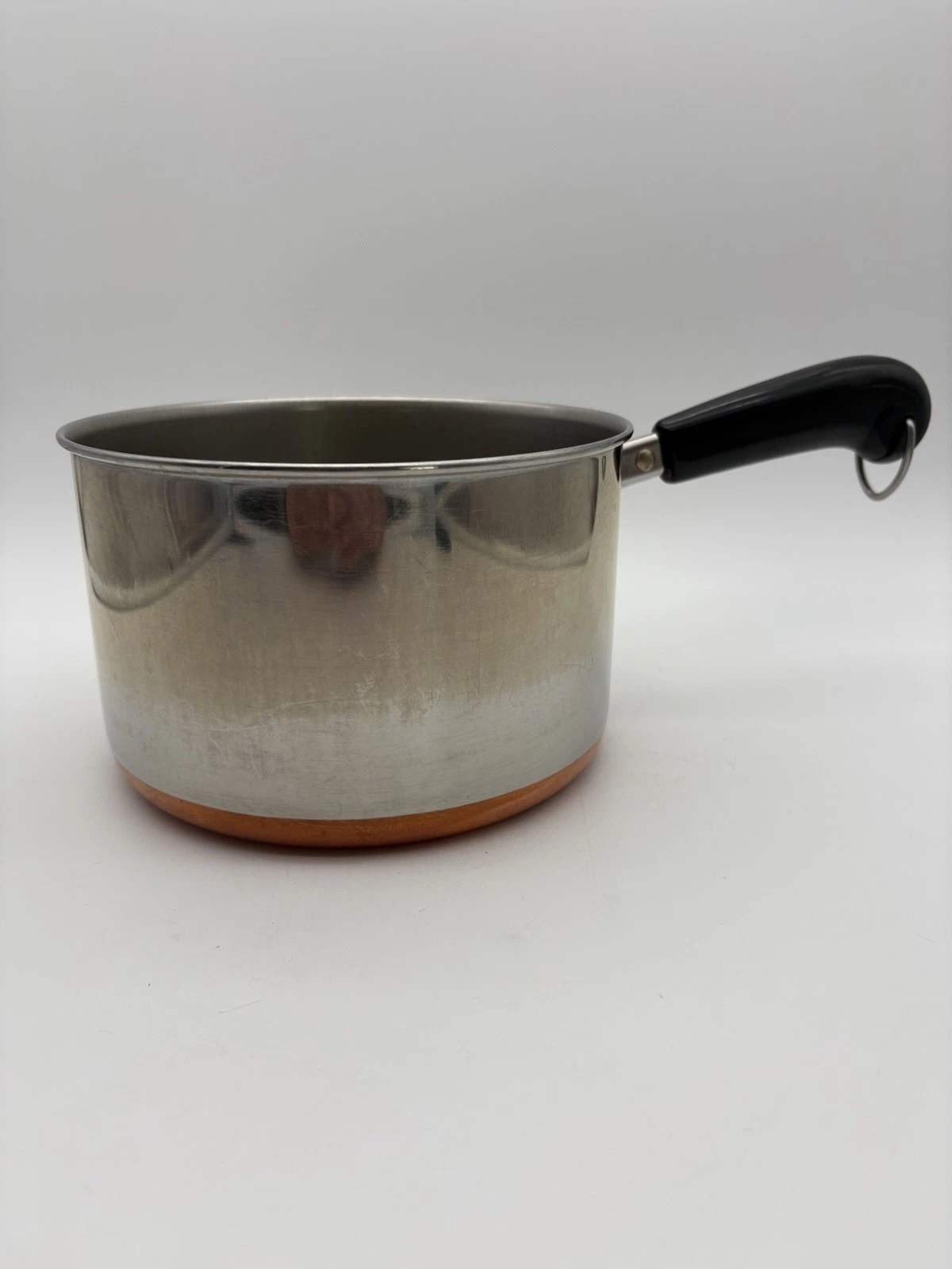 Vintage Revere Ware 3 qt Sauce Pan, Copper Bottom, Stainless Steel, No Lid