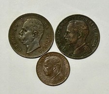 Italy 2 Centesimi 1898 and 1915 and 1 cent 1915 copper coin