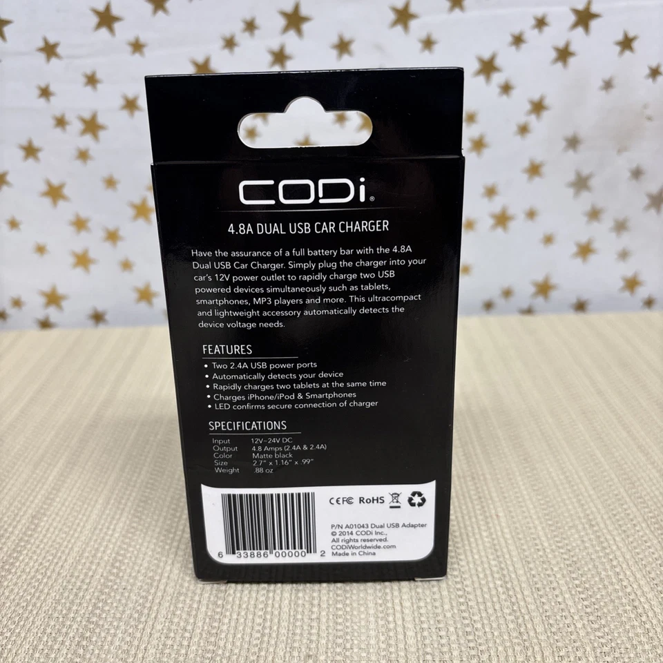 CODi 4.8 Dual USB Car Charger - Power Adapter - Car Foto 2 de 3