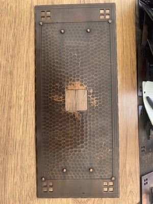 (TOA2) C Vintage Copper Elevator (1) Button Plate 13'' x 5.5'' with 1.375'' Hole