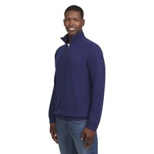 CHAPS Mens Brushed Knit Quarter Zip Soft Ribbed Texture Pullover NAVY SZ XL NEW