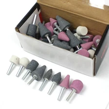 50 pc Mounted Stone Point Assortment 1/4" Shank Grinding Wheel Polish Deburr set