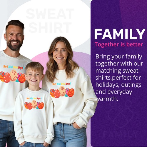 Family Dyed Eggs Happy Easter Sweatshirt Jumper Cute Holiday Party Matching #ED - Picture 5 of 27
