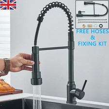 Matt Black Monobloc Kitchen Sink Mixer Tap with Pull Out Hose Spray Single Lever