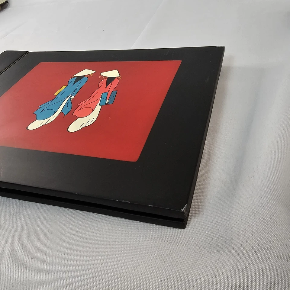 Álbum de fotos asiático vintage rojo y negro geisha oriental pintado a mano Foto 3 de 4