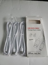 3 IPhone IPod IPad USB Charge/ Sync Cable unopened Box