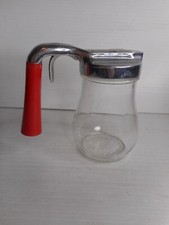 Dripcut USA Made Clear Glass Syrup/Cream Pitcher 4" Red Grip 4B/106 made un USA
