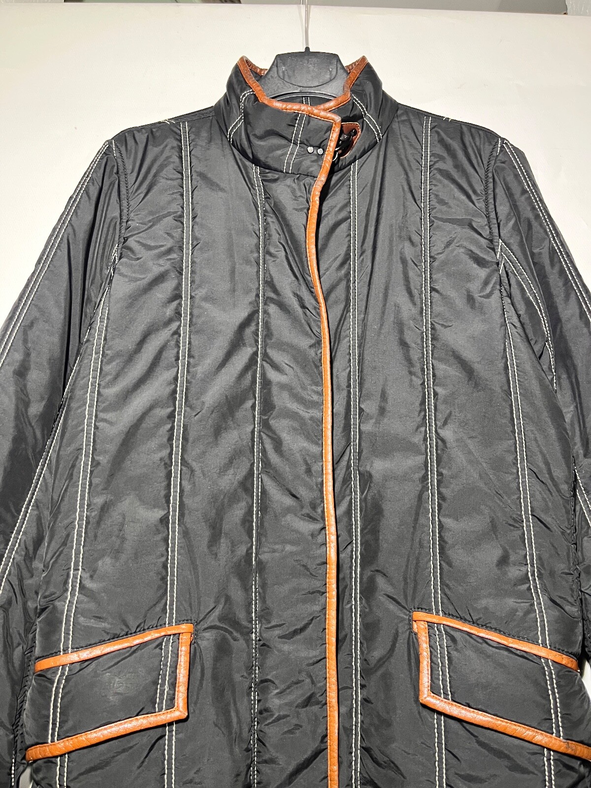 fay long down jacket with leather inserts and wai… - image 2