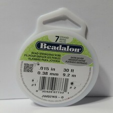 Beadalon Bead Stringing Wire Satin Silver 1 Strand 30 Feet 0.38mm 1 Roll