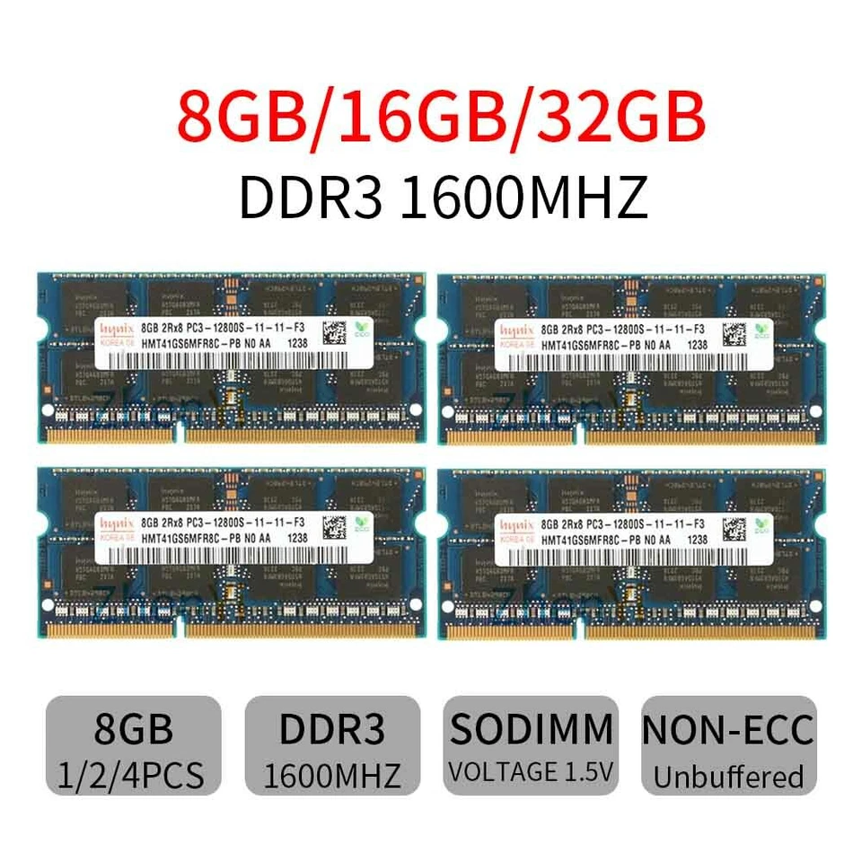 32GB 16GB 8GB 4GB DDR3 1333MHz 1600MHz PC3 204Pin Laptop Memory RAM Hynix LOT AU - Image 2 of 4