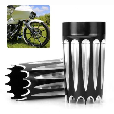 Aluminum CNC Cut Black Fork Boots Cover For Harley Touring Road King 1980-Up