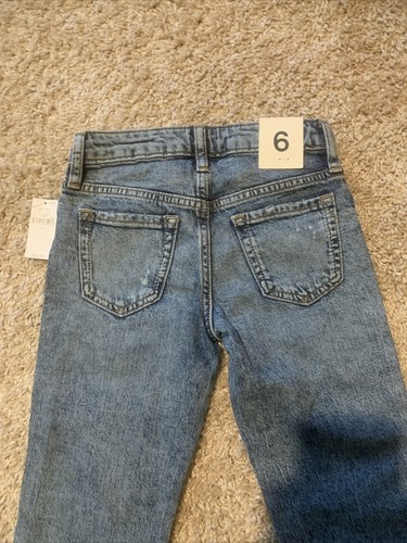 Stressed Gap Kids 6 Girlfriend Jeans Washed Blue Size 6 For Girls With Tags New - Picture 3 of 12