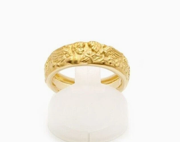 Carrera y Carrera 18k Yellow Gold 750 Detailed Angels Band Ring Spanish Jewelry
