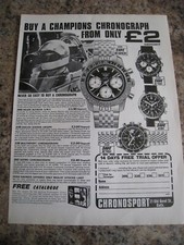 BUY A CHAMPIONS CHRONOGRAPH WATCH CHRONOSPORT BATH 1972 ADVERT FILE 20