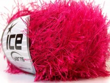 Fuchsia Eyelash Yarn Ice Deep Hot Pink Fun Fur 22770 - 50 grams 70 yards