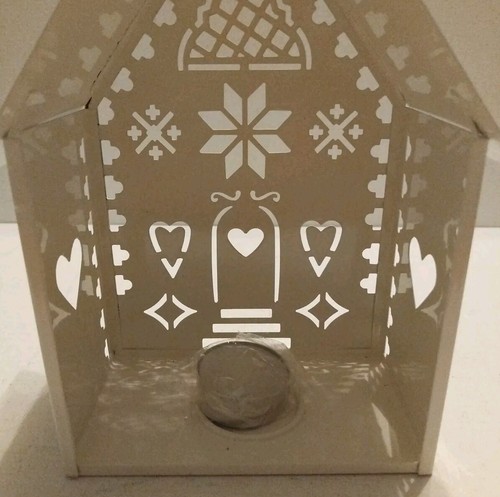 Casa Tealight Avon Navidad Metal Blanco con Tealight Nueva en Caja - Imagen 12 de 14