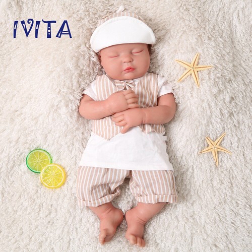Muñeca renacida de silicona impermeable de cuerpo completo IVITA 18"" ojos cerrados bebé niño 3700 g - Imagen 6 de 11