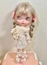 Handmade Blythe Doll Clothes Outfit Set White Sweater 6PC for OB22/OB24 dolls