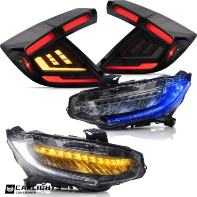 VLAND Headlights +Tail Lights LED Kits For Honda Civic Hatch 2017-2021 w/Startup