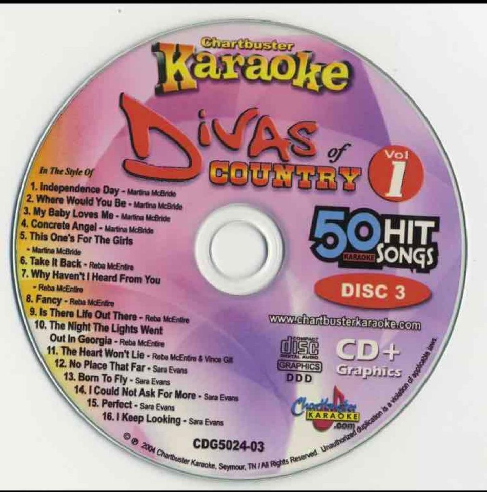 CHARTBUSTER DIVAS FEMALE COUNTRY 6 CDG DISCS KARAOKE women girls CDs
