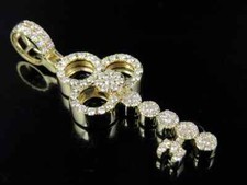 Ciondolo chiave ornato diamante creato in laboratorio 1,10 ct uomo finitura oro giallo 14 carati