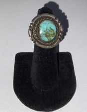 Native American Silver Turquoise Ring Size 5.5