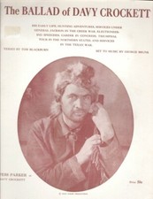 Sheet Music: THE BALLAD OF DAVY CROCKETT Fess Parker Disney
