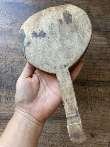 Antique 18th C Early American Maple Butter Paddle Wooden Spoon Great Patina - 第 4/6 張圖片