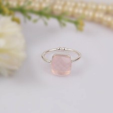 Natural Rose Quartz Gemstone 925 Sterling Silver Designer Engagement Rings