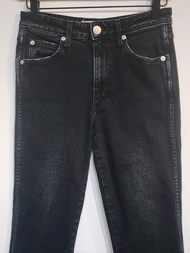 AMO Anthropologie Jeans Sz 25 Bella Black Magic Released Hem High Rise Boot Cut - Picture 2 of 10