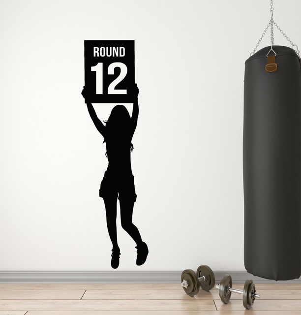 Vinyl Wall Decal Boxing Ring Woman Card Martial Arts MMA Sport Stickers