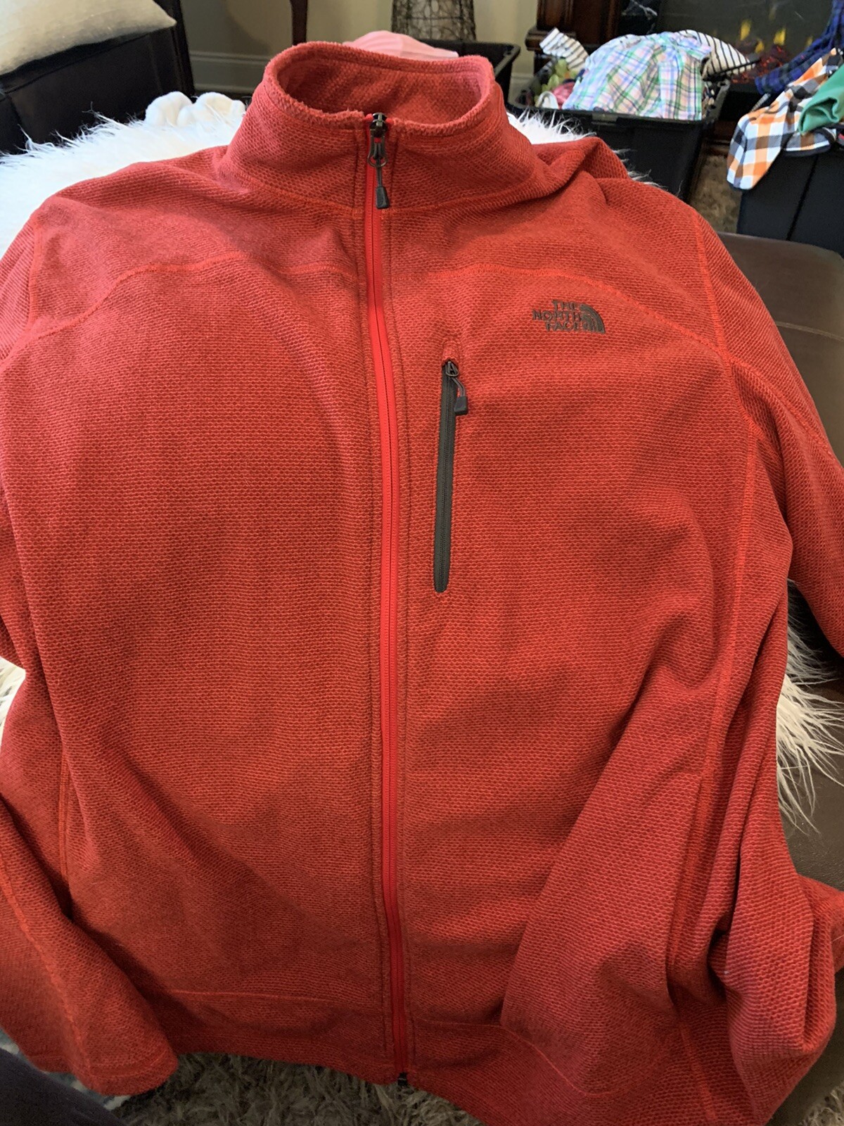 North Face Red Full Zip Fleece Jacket Men