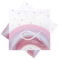 Servietten Fisch Rosa Regenbogen Tischdeko Kommunion Konfirmation Taufe 20 StüCk