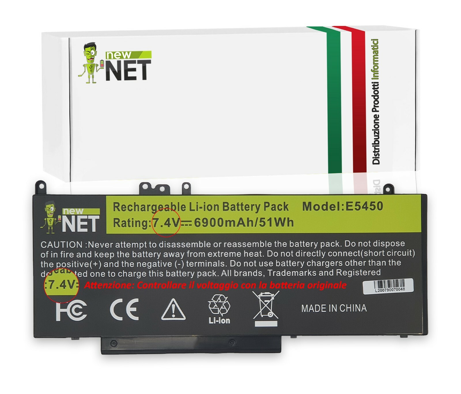 Batteria da 6800mAh compatibile con Dell Latitude E5450, E5550 15,6"