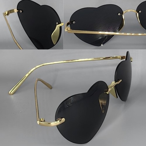 Herz Sonnenbrille PIANO Black Heart Thin Metall Rahmen XL SET gold ELITE ZUCHT - Bild 2 von 6