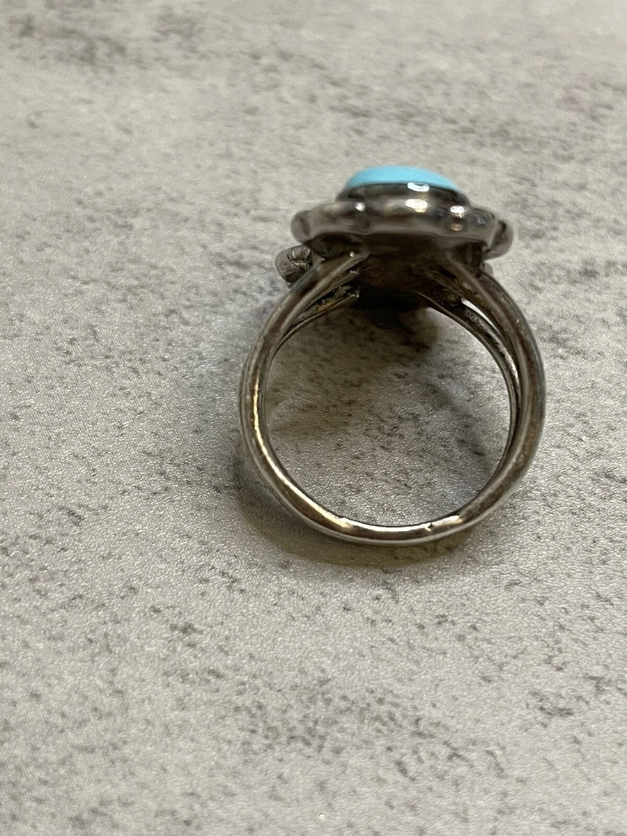 Native American signed sterling silver turquoise and opal