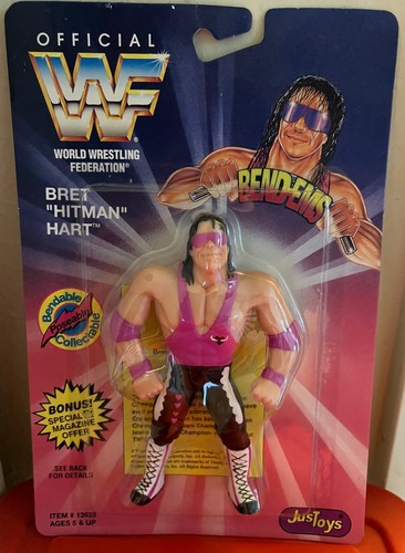 Vintage 1994 WWF Bend-Ems Justoys - BRET HITMAN HA...