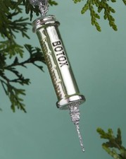 Glass Glitter Botox Beauty Needle Syringe Injection Tox Ornament RN Gift Spa