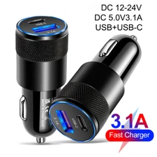 USB 30W Fast Charge PD Type-C Cigarette Lighter Car Charger For iPhone Samsung