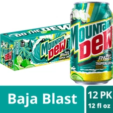 Mountain Dew Baja Blast Soda Pop–12 fl oz (12-Pack)–Lime Flavor –FREE SHIPPING!!