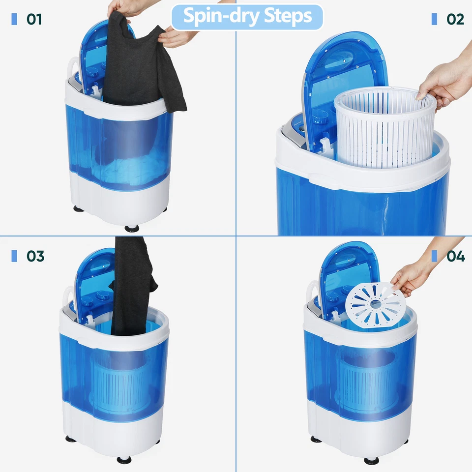 Portable Washing Machine Compact Mini Laundry Washer Idea Drain Pump Hose 9LB - Image 4 of 4