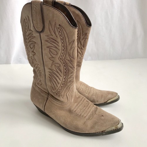 Joe Sanchez Pantorrilla en Punta de cuero de gamuza color beige Vaca Niño  Botas 9/9.5 | eBay