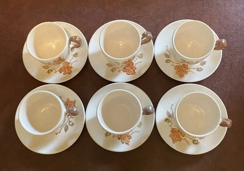poppytrail by metlox set of 6 coffee cups and saucers 