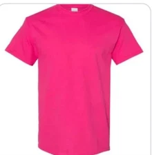 Gildan G500 Unisex M T-Shirt Bight Pink Short Sleeve Heavy 100% Cotton Plain New